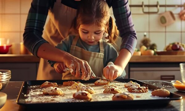 Family baking cookies for National Chocolate Cupcake Day, October 18th, delicious treats and bonding time, hyperrealistic . Video