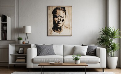 Modern luxury living room with elegant decor and minimalistic design..