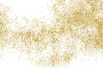 Gold Glitter Texture Isolated On White. New Year, Christmas Background. Amber Particles Color. Celebratory Party. Golden Explosion Of Confetti. Vector Illustration, Eps 10