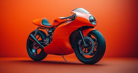 Futuristic Orange Motorcycle