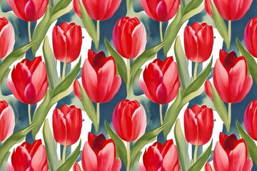 Obraz premium Elegant Red Tulip Watercolor Floral Design for Events and Special Occasions