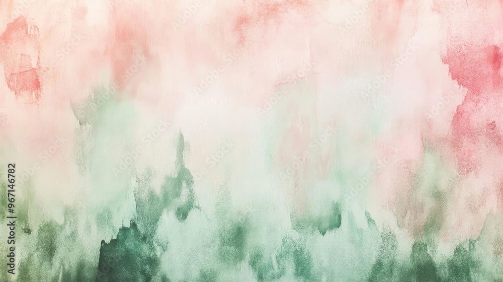 Poster beautiful watercolor abstract background in soft pink and green tones, perfect for creative projects