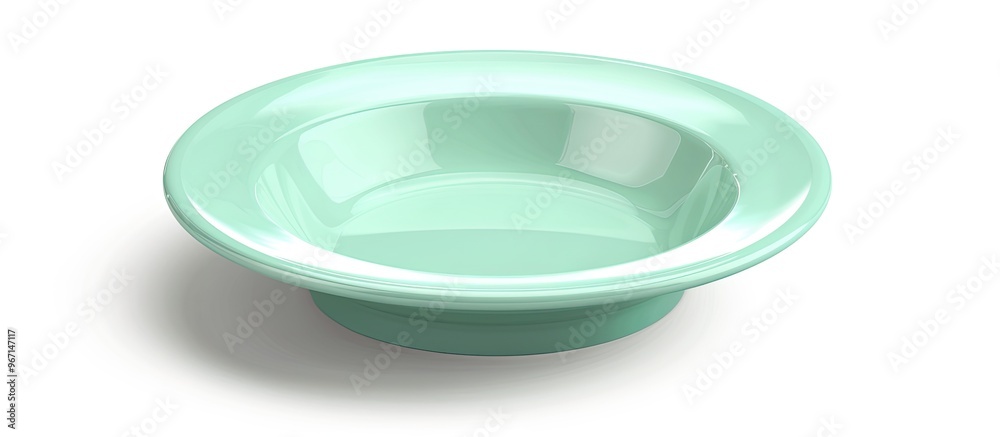 Poster a green pastel plastic round plate on a white background suitable for a variety of uses like a copy 