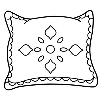 recommend clip art: pillow outline coloring book page line art illustration digital drawing