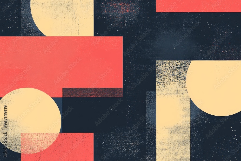 Poster this image illustrates bold rectangular abstract forms with strong contrasting colors of red and bla
