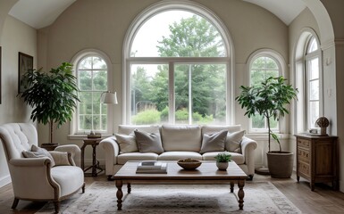 Fototapeta premium Modern luxury living room with elegant decor and minimalistic design..