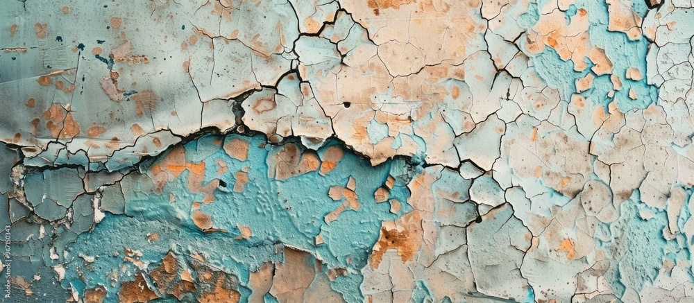 Poster abstract effect created by aged wall with cracked and peeling paint offering a unique copy space ima