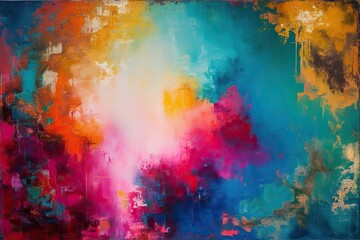 Vibrant Ethereal Grunge Abstract Canvas Art Piece