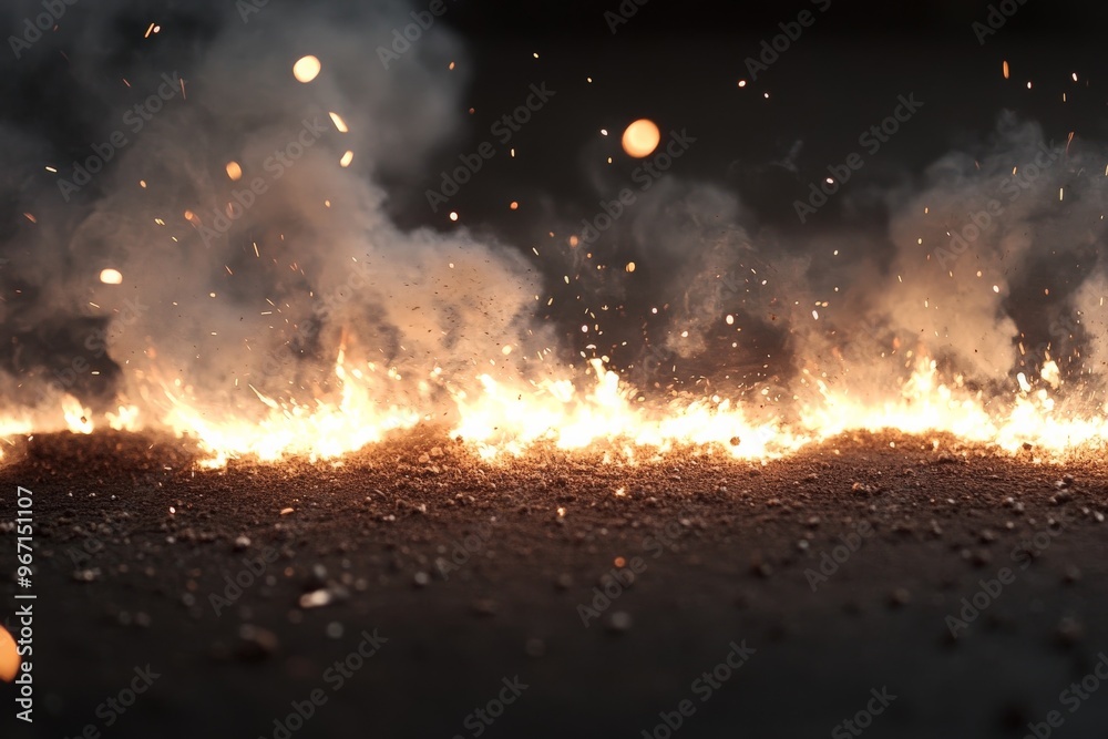 Aufkleber a fiery explosion fills the sky with bright sparks and thick smoke, creating a dramatic and chaotic 
