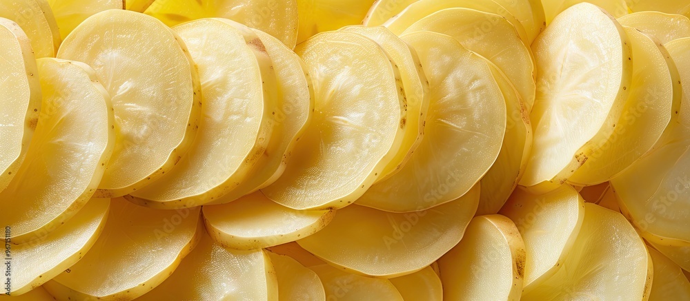Aufkleber The artfully arranged potato slices create an appealing display with copy space image