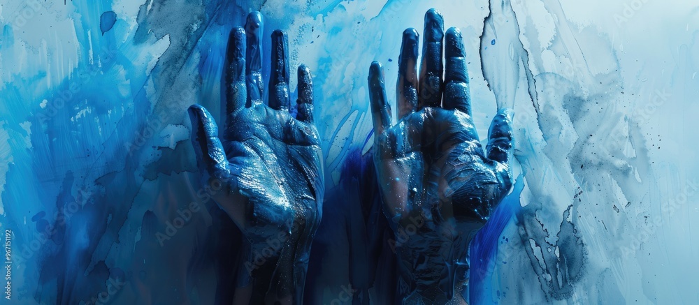 Poster Create an image with a blue paint stroke in the copy space image