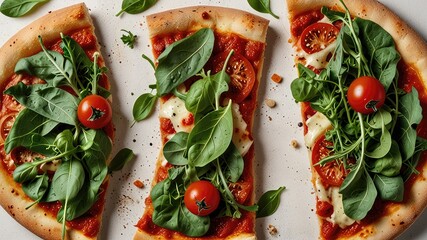 full image of arugula pizza isolated on a white background ,Jpeg file