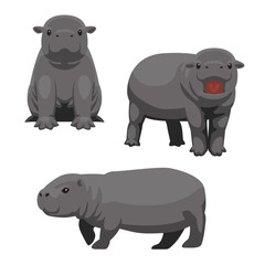 Pygmy Hippo Cute Cartoon Vector Character