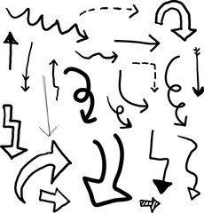 black Hand drawn arrow illustration collection