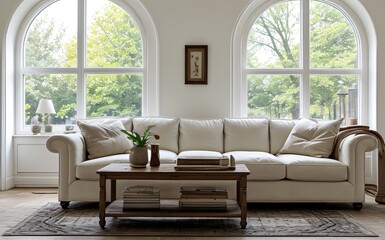Fototapeta premium Modern luxury living room with elegant decor and minimalistic design..