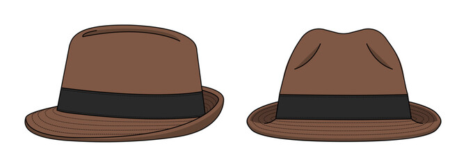 Fedora hat vector template illustration