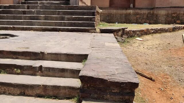 Footage of Battis Khamba Chhatri at Ranthambore Fort shot during daylight against blue sky
