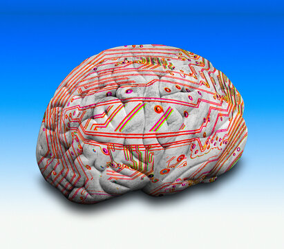Brain-computer interface, conceptual illustration