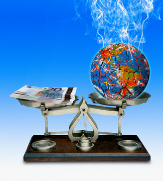 Cost of climate change, conceptual illustration