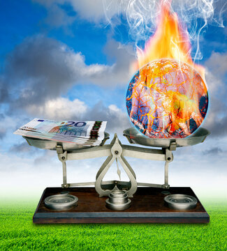 Cost of climate change, conceptual illustration