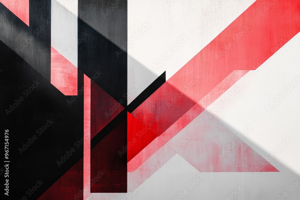 Aufkleber A striking abstract artwork showcasing bold red, black, and white shapes creating a dynamic and powerful visual effect, exemplifying a modern and edgy artistic expression.