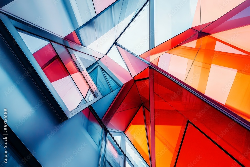 Leinwandbilder this image features an abstract arrangement of vibrant glass panels intersecting and creating a dyna