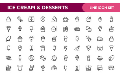Delicious Ice Cream and Desserts Icons: A Sweet Collection for Menu Design, Recipe Apps, Bakery Projects, and Dessert Shops with Creative, Mouth-Watering Visuals