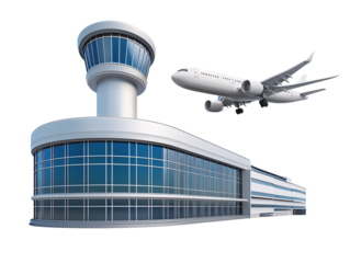 a plane flying over a building