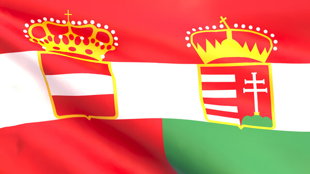 3D render - the flag of the Austro-Hungarian Empire fluttering in the wind