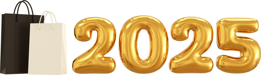 new year 2025 with shopping bags