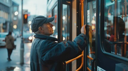 A person waiting at a bus stop, surrounded by urban landscape