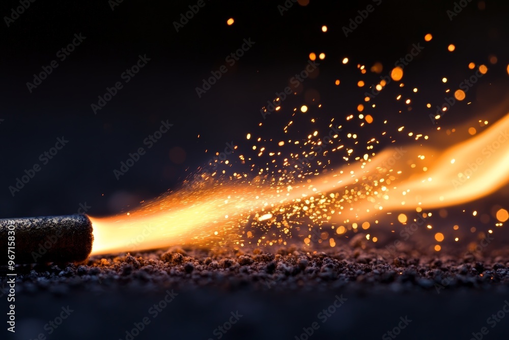 Aufkleber An energetic depiction of sparks and flames moving close to the ground, illustrating the raw power and excitement of fire as it interacts dynamically with its surroundings in an intense display.