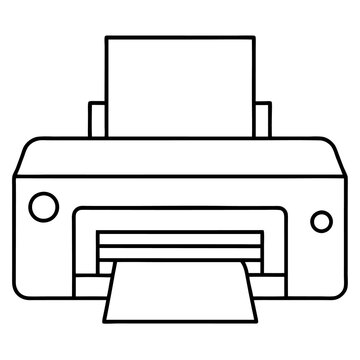 recommend clip art: printer outline coloring book page line art illustration digital drawing