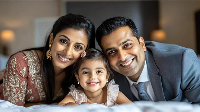happy indian family sitting together at home
