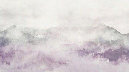 Obraz premium A serene watercolor landscape capturing misty mountains and soft hues, evoking tranquility and natural beauty.