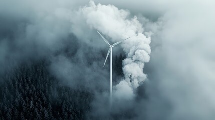 How can the image be used to raise awareness about the impact of deforestation and the benefits of renewable energy solutions like wind power,