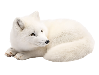 a white fox lying down
