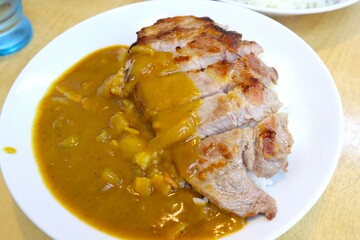 肉が乗ったカレーライス