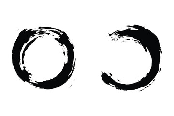 Grungy half round shape stroke, circle brush strokes, dirty brush effect