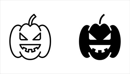 Halloween pumpkin icon set. Simple pumpkin vector line on white background