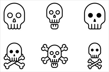Skull Icon set, Halloween Symbol, Death Concept, Spooky Design on white background