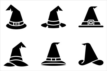 Witch hat outline icon. Editable stroke on white background