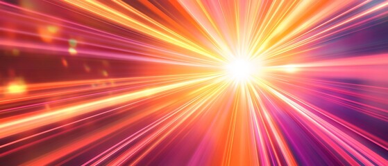 Fototapeta premium Flash rainbow abstract colorful background design. Multi-colored stripes and lines in perspective and converging into a point. Explosive light speed