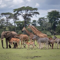 Naklejka premium group of zebras in jungle 3d render