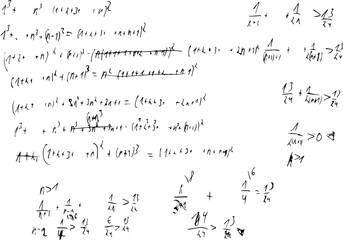 Exercises and assignments in algebra. Different mathematical equations.	
