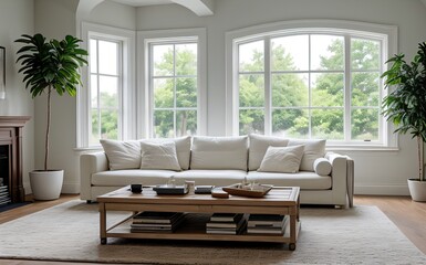 Fototapeta premium Modern luxury living room with elegant decor and minimalistic design..