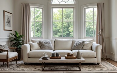 Fototapeta premium Modern luxury living room with elegant decor and minimalistic design..