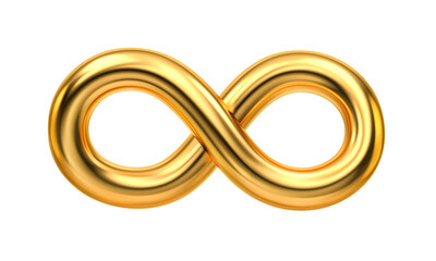 Golden infinity symbol isolated on white. Clipping path included