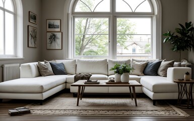 Fototapeta premium Modern luxury living room with elegant decor and minimalistic design..