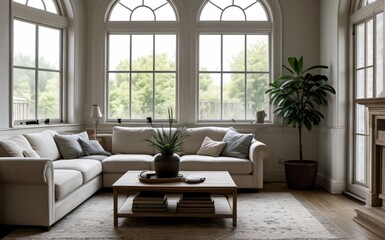 Fototapeta premium Modern luxury living room with elegant decor and minimalistic design..